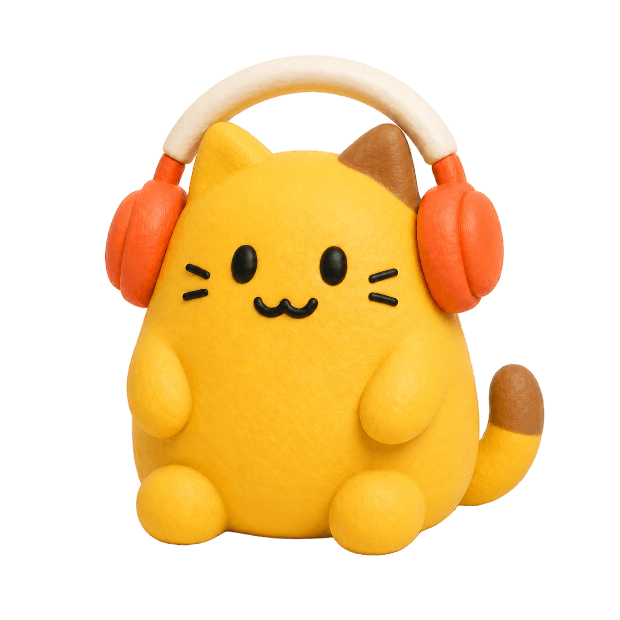 ListenCat golden cat mascot wearing orange headphones